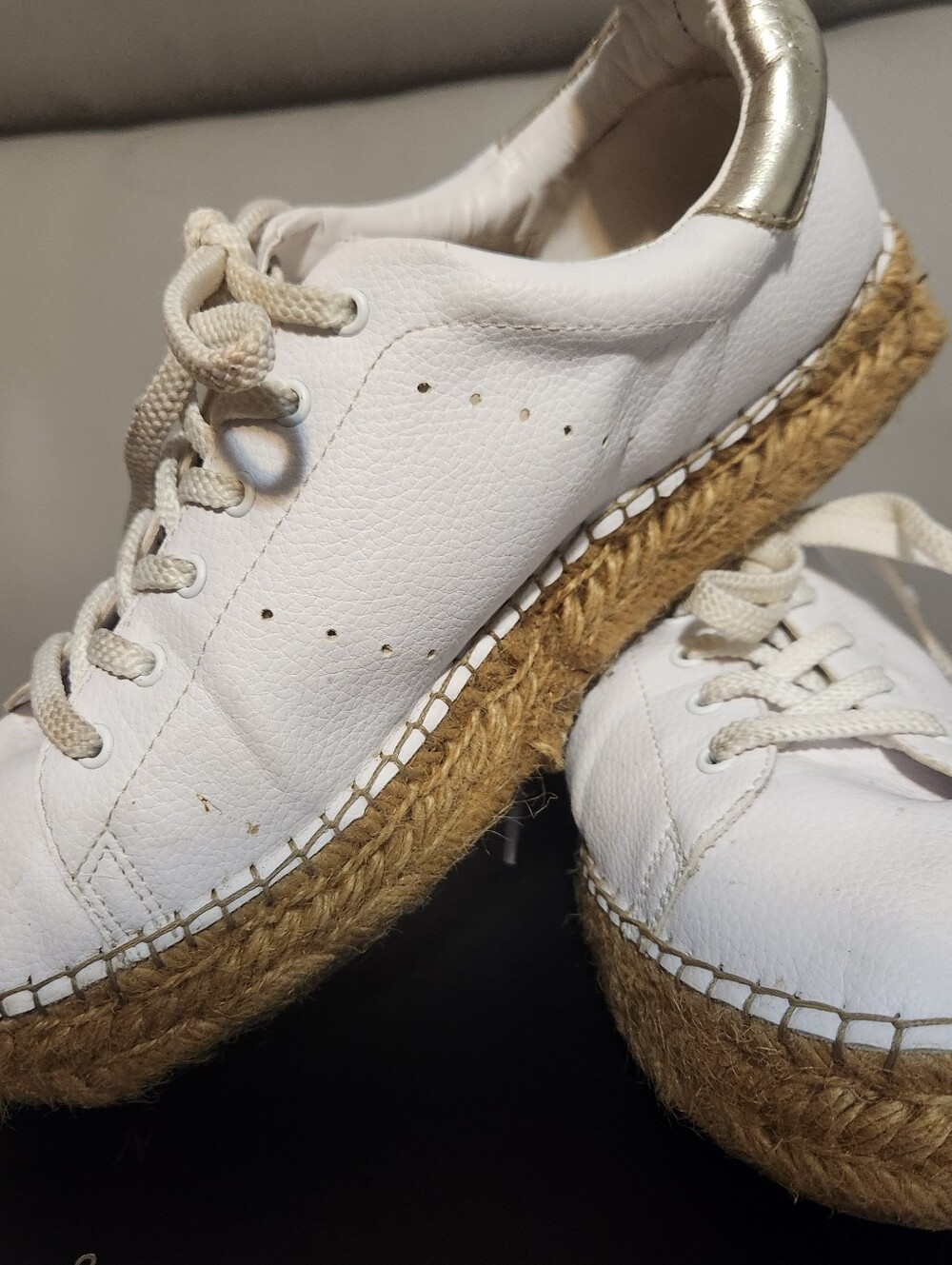 Steven Steve Madden Pappy White Gold Braided Jute Sneaker - Picture 2 of 9